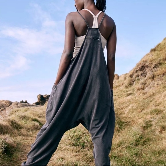 Free People Movement Hot Shot Onesie Jumpsuit Washed Black Size Medium - Picture 2 of 16